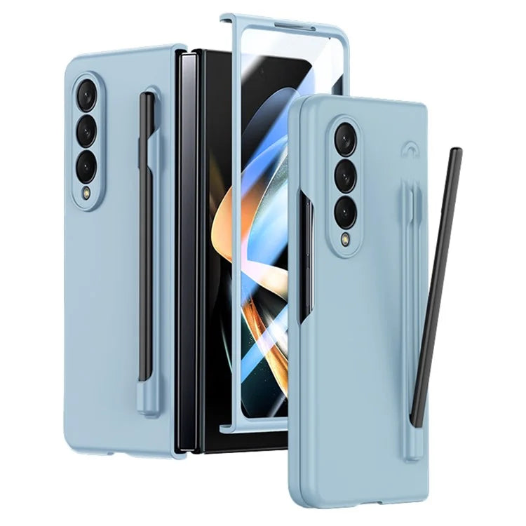 For Samsung Galaxy Z Fold4 5G Phone Case PC Protective Cover with Tempered Glass Film / Stylus Pen
