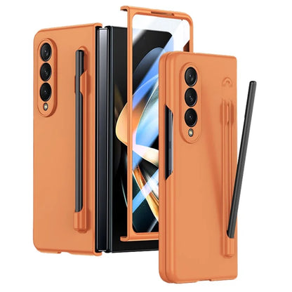 For Samsung Galaxy Z Fold4 5G Phone Case PC Protective Cover with Tempered Glass Film / Stylus Pen