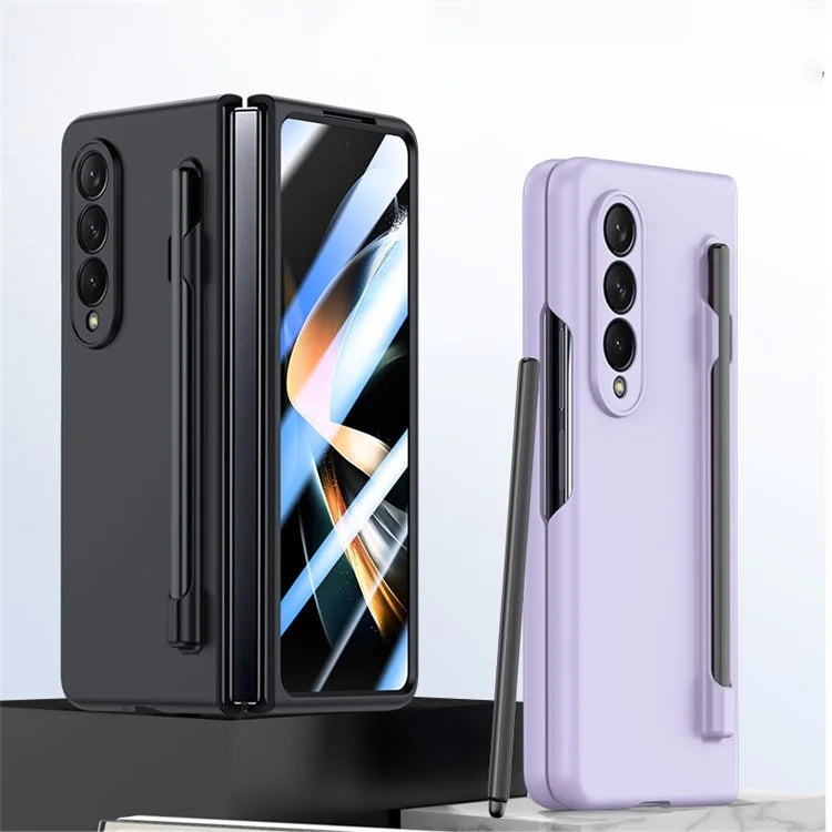 For Samsung Galaxy Z Fold4 5G Phone Case PC Protective Cover with Tempered Glass Film / Stylus Pen