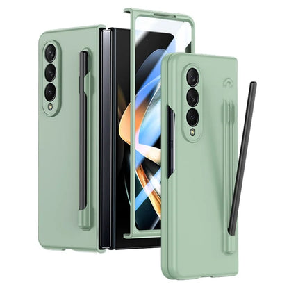For Samsung Galaxy Z Fold4 5G Phone Case PC Protective Cover with Tempered Glass Film / Stylus Pen