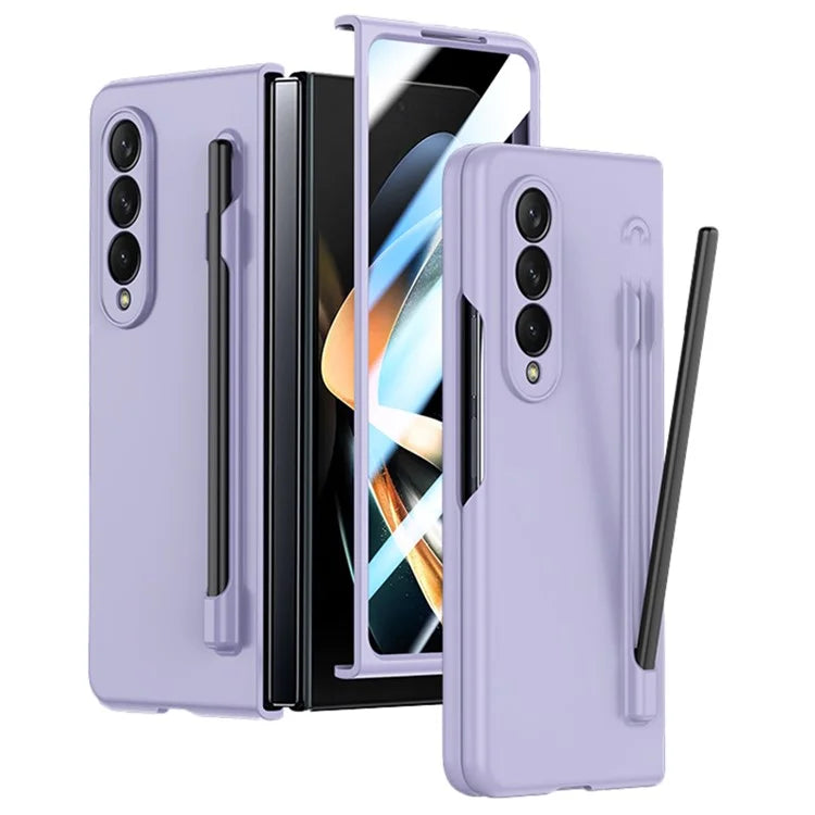 For Samsung Galaxy Z Fold4 5G Phone Case PC Protective Cover with Tempered Glass Film / Stylus Pen