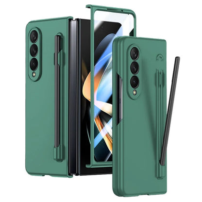 For Samsung Galaxy Z Fold4 5G Phone Case PC Protective Cover with Tempered Glass Film / Stylus Pen