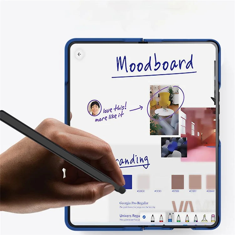 For Samsung Galaxy Z Fold3 5G Case Skin Feel Phone Cover with Tempered Glass Film / Stylus Pen