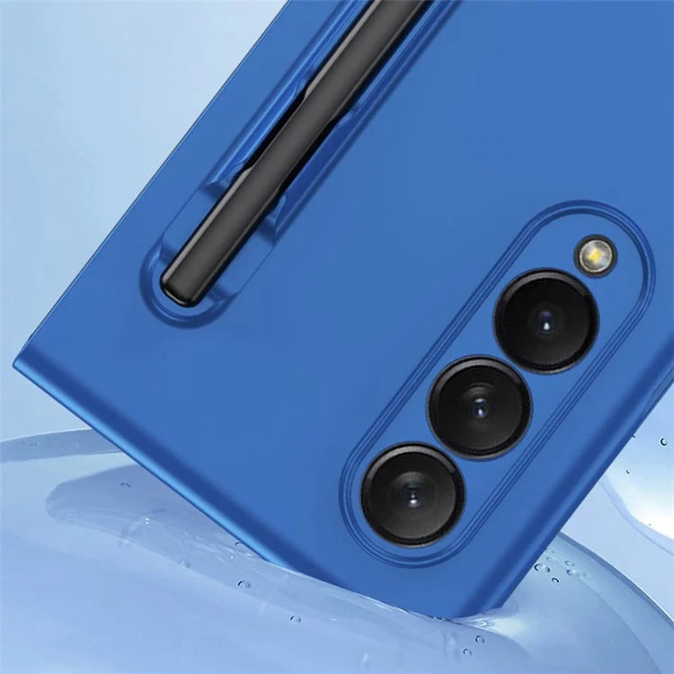 For Samsung Galaxy Z Fold3 5G Case Skin Feel Phone Cover with Tempered Glass Film / Stylus Pen