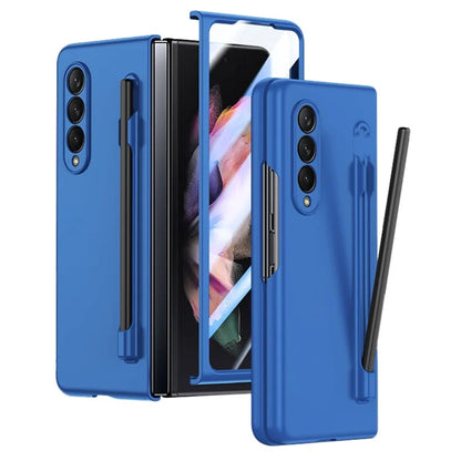 For Samsung Galaxy Z Fold3 5G Case Skin Feel Phone Cover with Tempered Glass Film / Stylus Pen