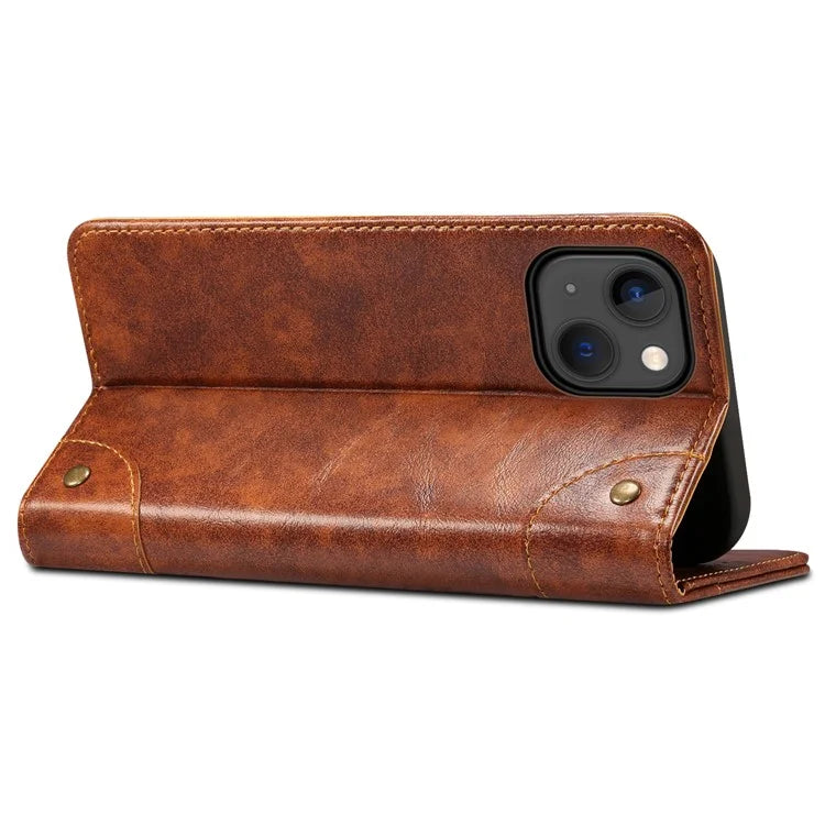 SUTENI For iPhone 15 Plus Magnetic Case Drop-resistant PU Leather Card Holder Phone Protector