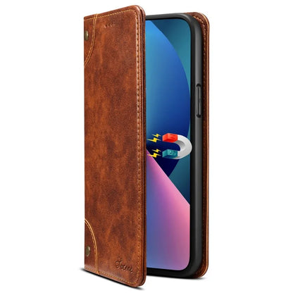 SUTENI For iPhone 15 Plus Magnetic Case Drop-resistant PU Leather Card Holder Phone Protector