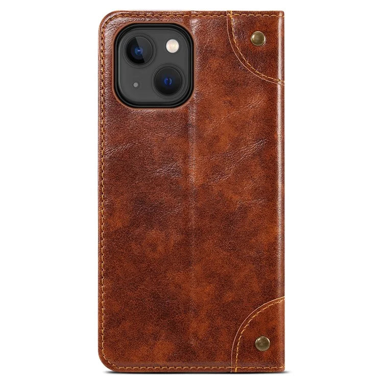 SUTENI For iPhone 15 Plus Magnetic Case Drop-resistant PU Leather Card Holder Phone Protector