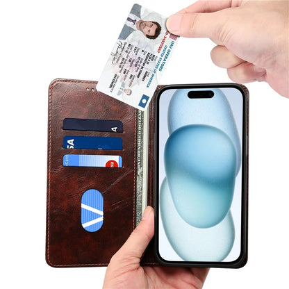 SUTENI For iPhone 15 Plus Magnetic Case Drop-resistant PU Leather Card Holder Phone Protector