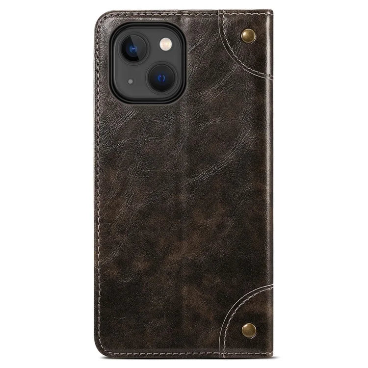 SUTENI For iPhone 15 Plus Magnetic Case Drop-resistant PU Leather Card Holder Phone Protector