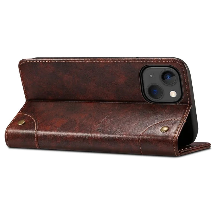 SUTENI For iPhone 15 Plus Magnetic Case Drop-resistant PU Leather Card Holder Phone Protector