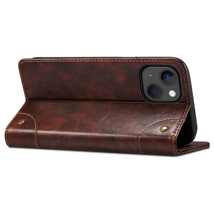 SUTENI For iPhone 15 Plus Magnetic Case Drop-resistant PU Leather Card Holder Phone Protector