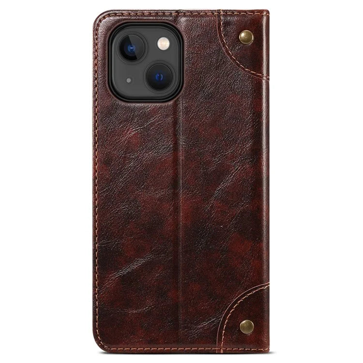 SUTENI For iPhone 15 Plus Magnetic Case Drop-resistant PU Leather Card Holder Phone Protector