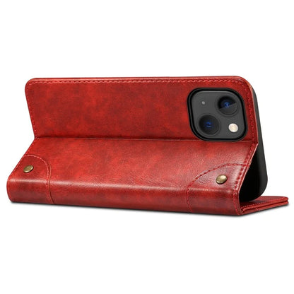 SUTENI For iPhone 15 Plus Magnetic Case Drop-resistant PU Leather Card Holder Phone Protector