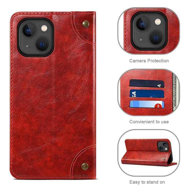 SUTENI For iPhone 15 Plus Magnetic Case Drop-resistant PU Leather Card Holder Phone Protector