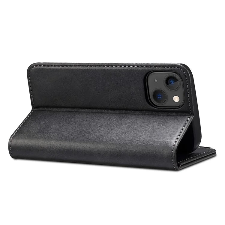 SUTENI for iPhone 15 Calf Texture Leather Case Wallet Magnetic Closure