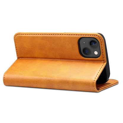 SUTENI for iPhone 15 Calf Texture Leather Case Wallet Magnetic Closure