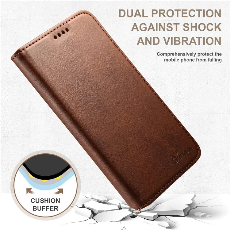SUTENI for iPhone 15 Calf Texture Leather Case Wallet Magnetic Closure