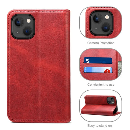 SUTENI for iPhone 15 Calf Texture Leather Case Wallet Magnetic Closure