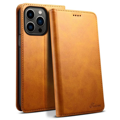 SUTENI for iPhone 15 Pro Max Simple Leather Case Wallet Phone Cover