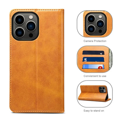 SUTENI for iPhone 15 Pro Max Simple Leather Case Wallet Phone Cover