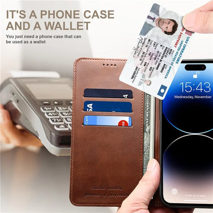 SUTENI for iPhone 15 Pro Max Simple Leather Case Wallet Phone Cover