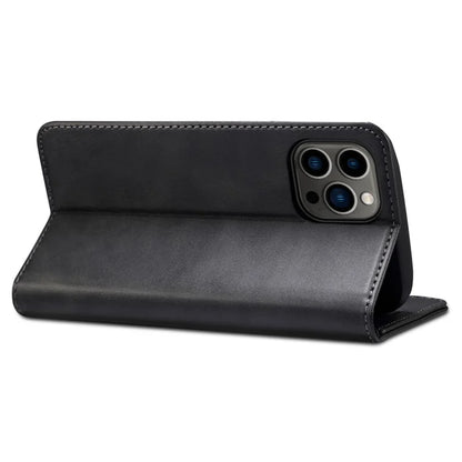 SUTENI for iPhone 15 Pro Leather Phone Case Calf Texture Wallet Stand
