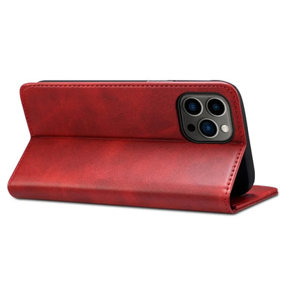 SUTENI for iPhone 15 Pro Leather Phone Case Calf Texture Wallet Stand