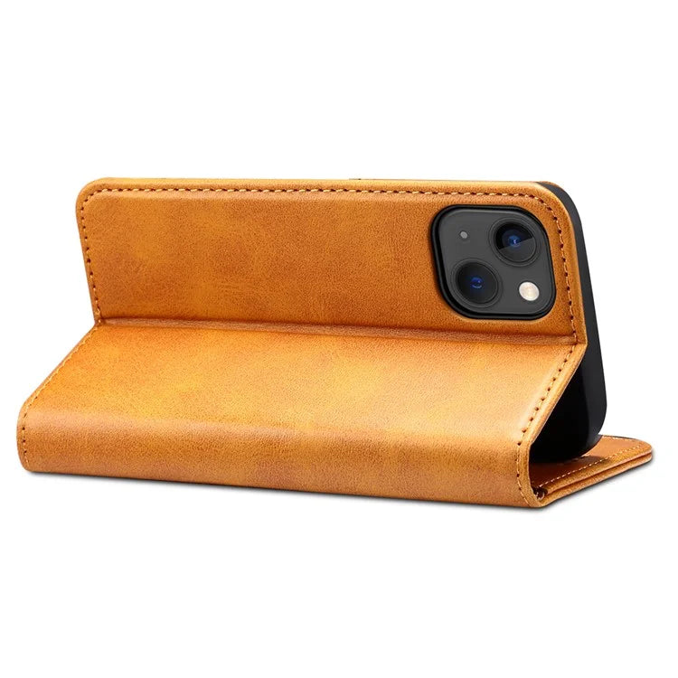 SUTENI for iPhone 15 Plus Wallet Case Calf Texture PU Leather Phone Stand