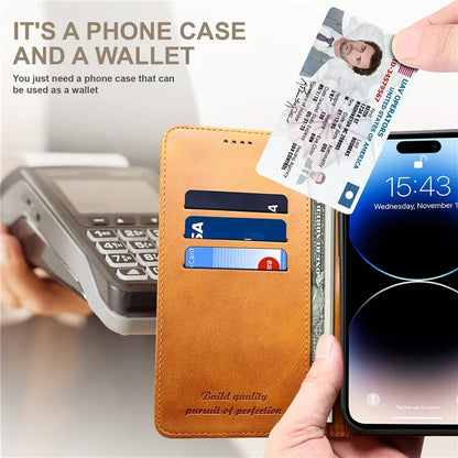 SUTENI for iPhone 15 Plus Wallet Case Calf Texture PU Leather Phone Stand