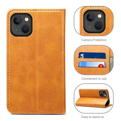 SUTENI for iPhone 15 Plus Wallet Case Calf Texture PU Leather Phone Stand
