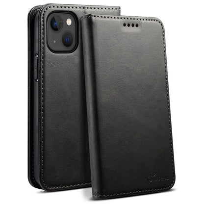SUTENI for iPhone 15 Plus Wallet Case Calf Texture PU Leather Phone Stand