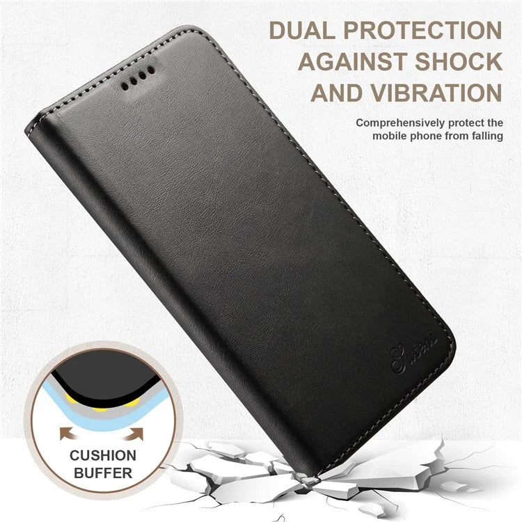 SUTENI for iPhone 15 Plus Wallet Case Calf Texture PU Leather Phone Stand