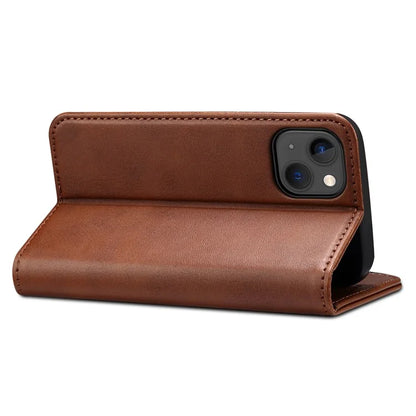 SUTENI for iPhone 15 Plus Wallet Case Calf Texture PU Leather Phone Stand