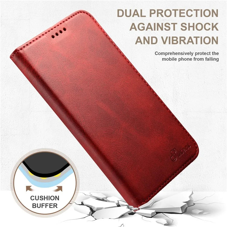 SUTENI for iPhone 15 Plus Wallet Case Calf Texture PU Leather Phone Stand