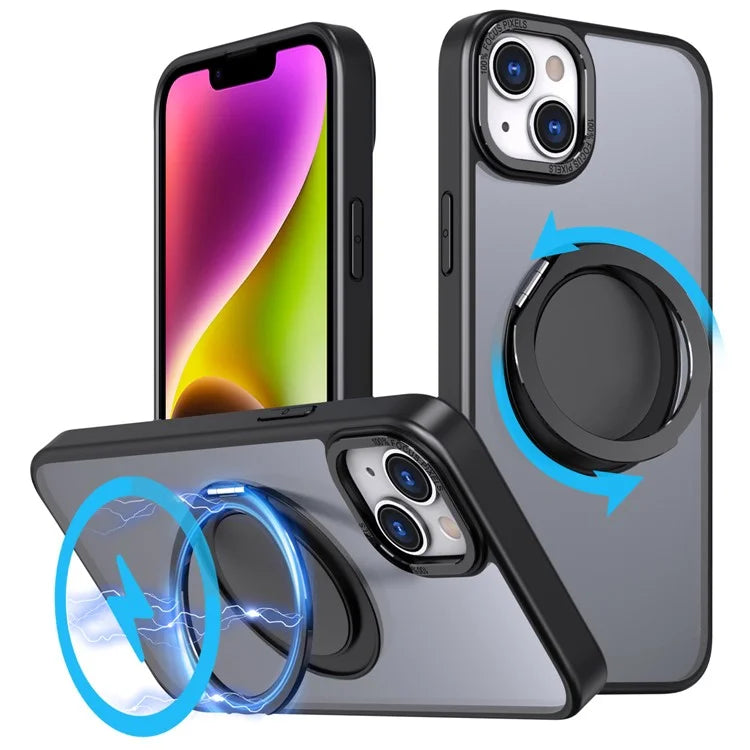 For iPhone 14 Magnetic Case Compatible with MagSafe Ring Kickstand