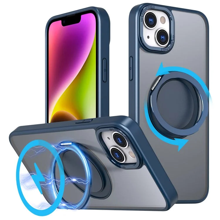 For iPhone 14 Magnetic Case Compatible with MagSafe Ring Kickstand