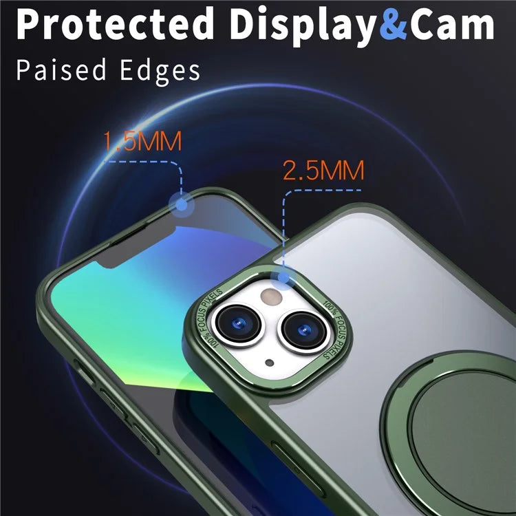 For iPhone 14 Magnetic Case Compatible with MagSafe Ring Kickstand