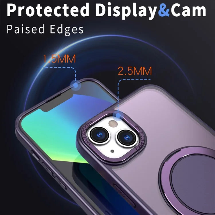For iPhone 14 Magnetic Case Compatible with MagSafe Ring Kickstand