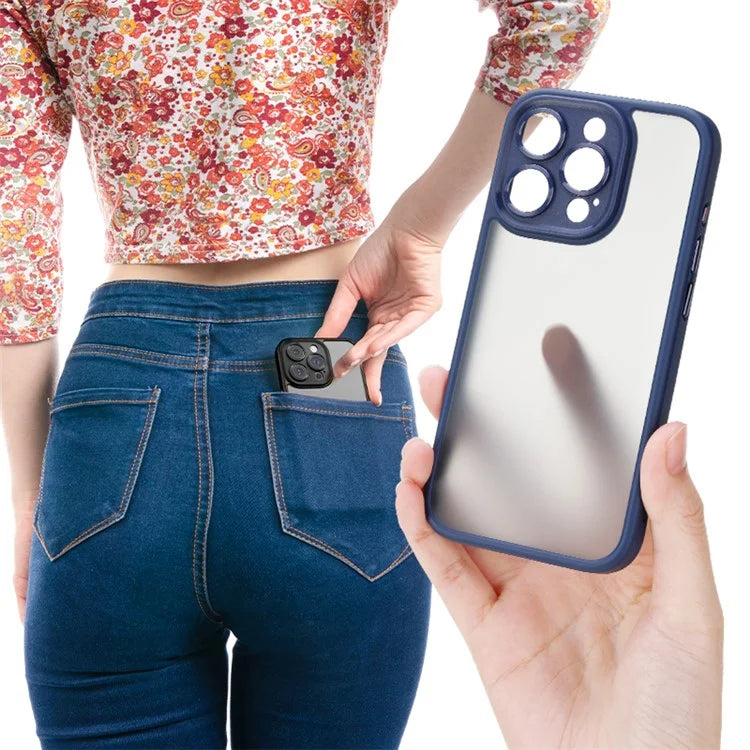 ROCK For iPhone 15 Pro Case Lens Protector Skin Touch PC+TPU Cover