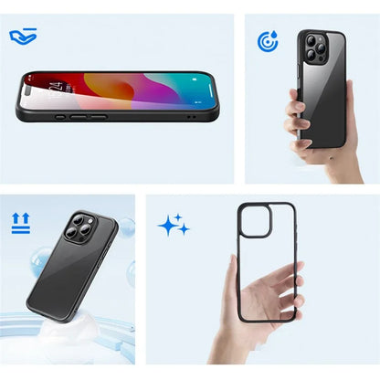 ROCK For iPhone 15 Pro Case TPU+PC Scratch-resistant Transparent Panel Phone Back Cover