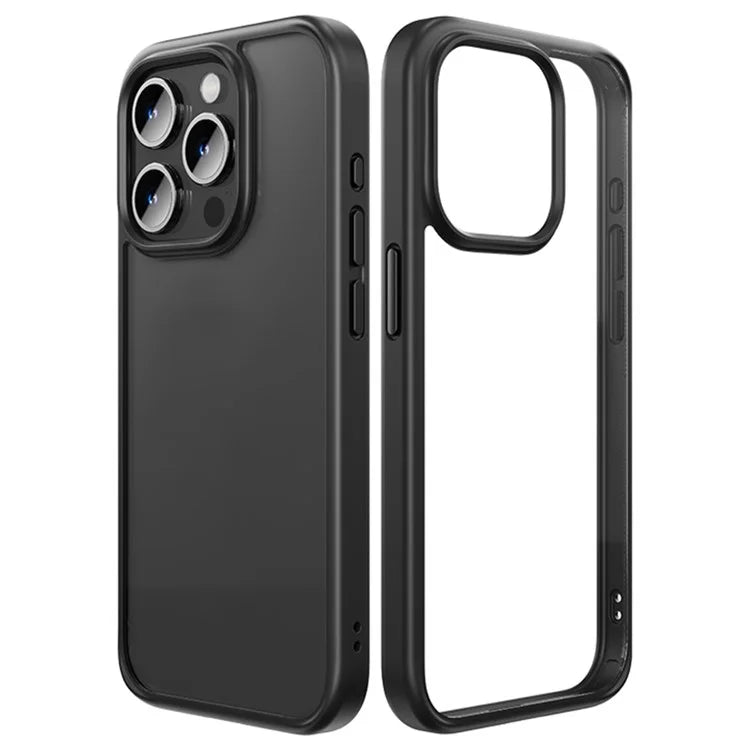ROCK for iPhone 15 Pro Max Cell Phone Case Transparent Panel TPU+PC Anti-Drop Protective Shell