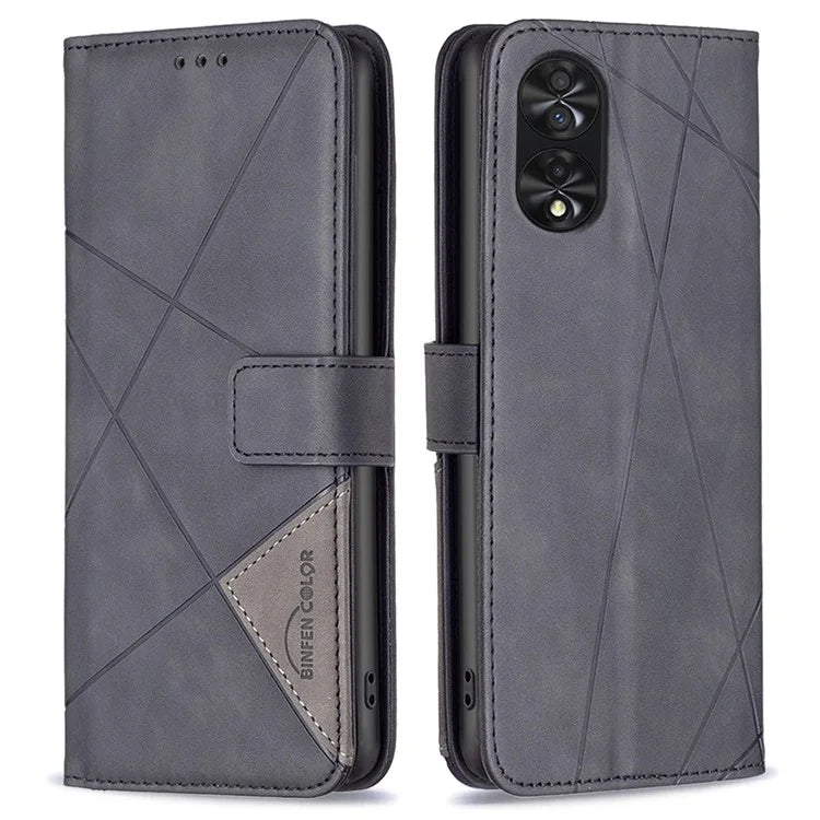 BINFEN COLOR BF05 For TCL 40 NxtPaper PU Leather Case Stand Imprinted Line Wallet Cover