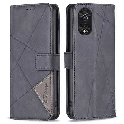 BINFEN COLOR BF05 For TCL 40 NxtPaper PU Leather Case Stand Imprinted Line Wallet Cover