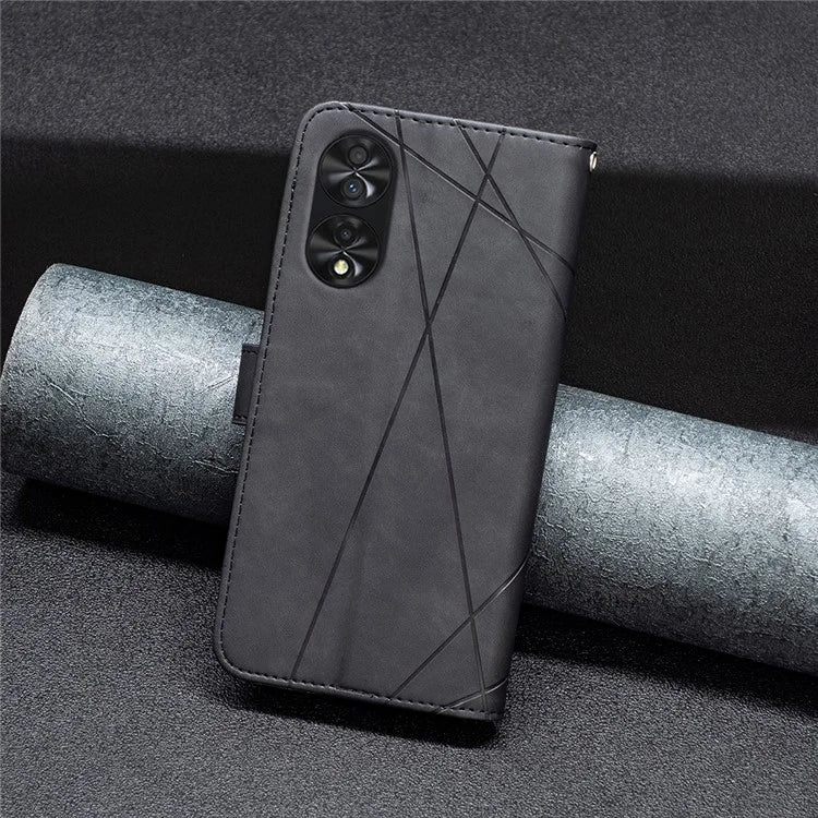 BINFEN COLOR BF05 For TCL 40 NxtPaper PU Leather Case Stand Imprinted Line Wallet Cover