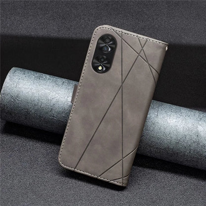 BINFEN COLOR BF05 For TCL 40 NxtPaper PU Leather Case Stand Imprinted Line Wallet Cover