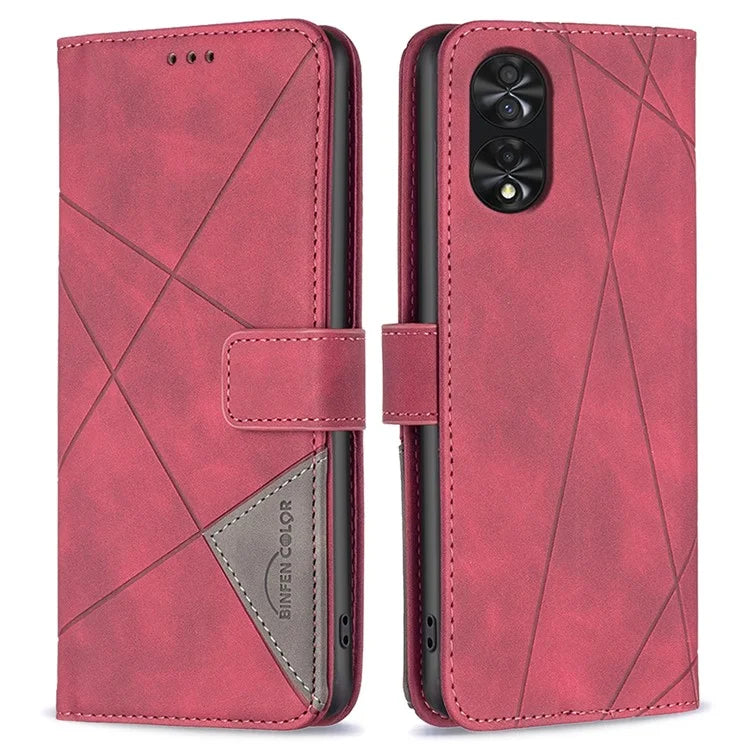 BINFEN COLOR BF05 For TCL 40 NxtPaper PU Leather Case Stand Imprinted Line Wallet Cover