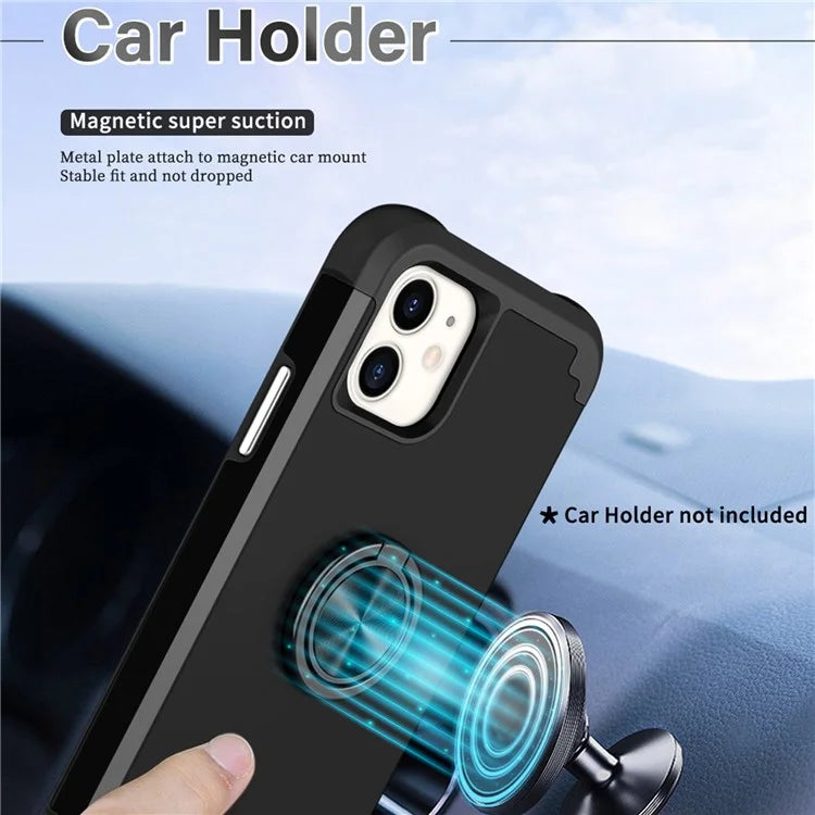 For iPhone 11 Case PC+TPU Hybrid Phone Back Cover with Ring Holder