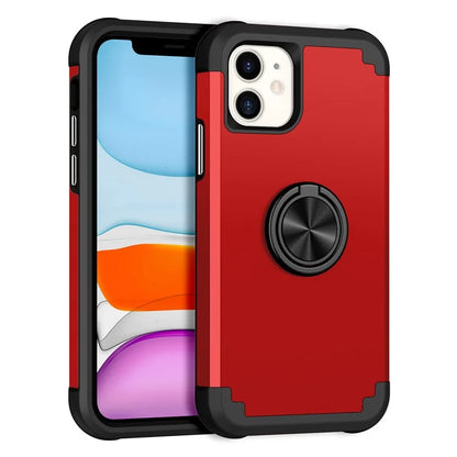 For iPhone 11 Case PC+TPU Hybrid Phone Back Cover with Ring Holder
