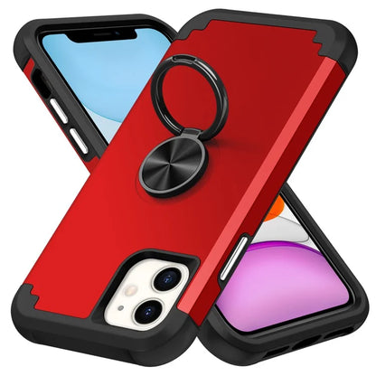 For iPhone 11 Case PC+TPU Hybrid Phone Back Cover with Ring Holder
